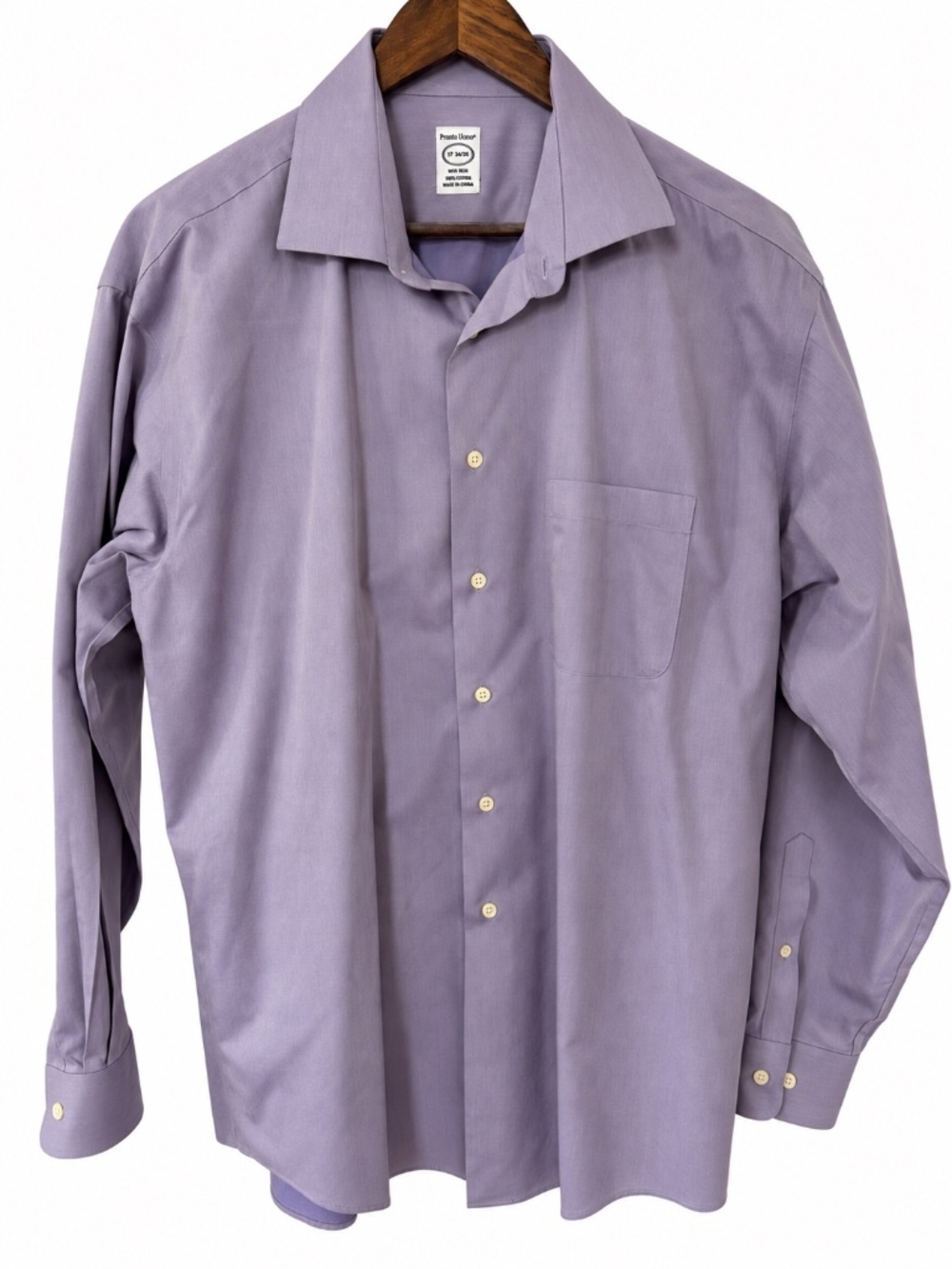 Pronto Uomo Non-Iron Lavender Cotton Dress Shirt Men’s 17 34/35